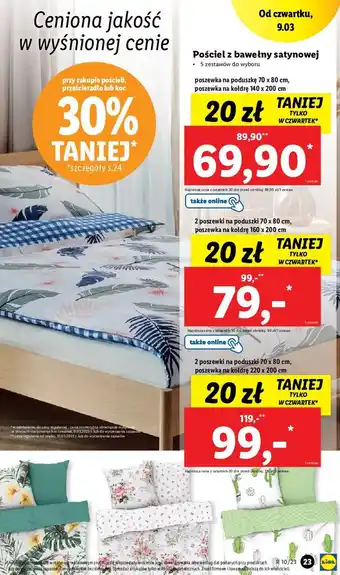 Lidl Komplet pościeli bawełna satynowa 140 x 200 cm + 70 80 oferta