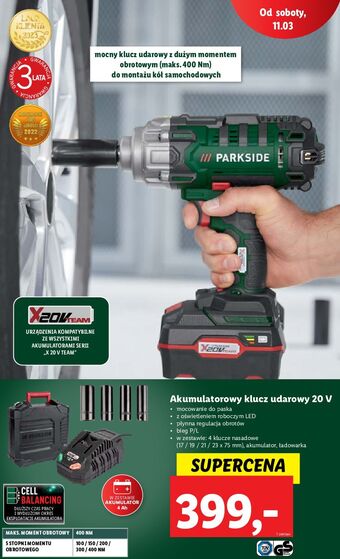 Lidl Klucz udarowy 20v parkside oferta