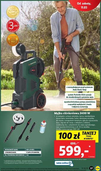 Lidl Myjka ciśnieniowa 2400w parkside oferta
