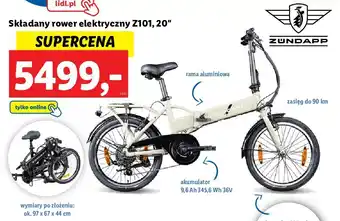 Lidl Rower elektryczny z101 20" zundapp oferta