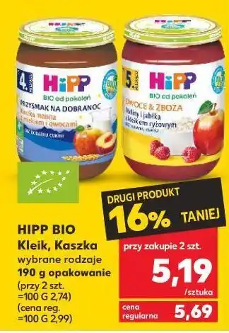 Kaufland Maliny i jabłka z kleikiem ryżowym hipp owoce i zboża oferta
