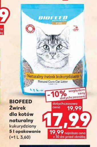 Kaufland Żwirek dla kota kukurydziany biofeed oferta