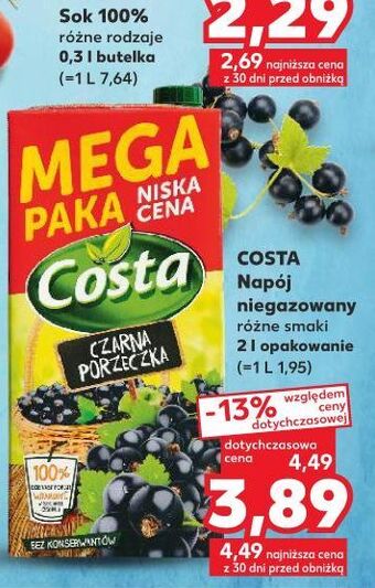 Kaufland Napój czarna porzeczka costa oferta