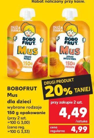 Kaufland Mus jabłko i brzoskwinia bobo frut oferta