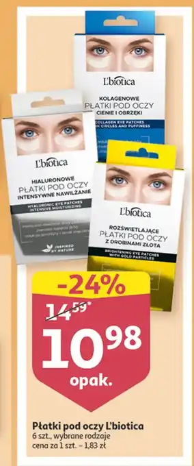 Auchan Płatki pod oczy z drobinkami złota l'biotica oferta