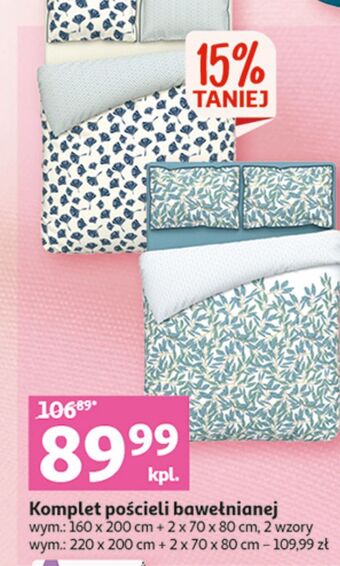 Auchan Komplet pościeli bawełnianej 220 x 200 cm + 2 70 80 oferta