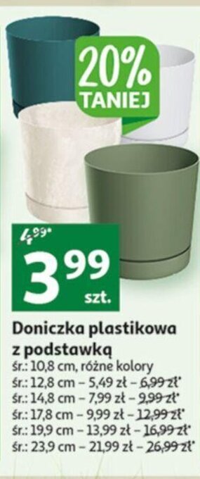 Auchan Doniczka plastikowa z podstawką śr.14,8cm oferta