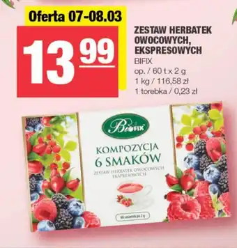 Spar Bifix zestaw herbatek owocowych, ekspresowych 60tb x 2g oferta