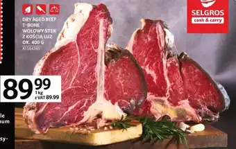 Selgros Dry Aged Beff T-Bone Wołowy Stek z kocią luz ok. 400g oferta
