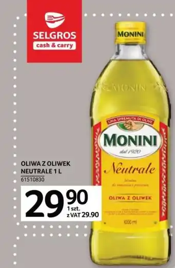 Selgros Monini Oliwa z oliwek neutrale 1l oferta