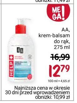 Rossmann Krem-balsam do rąk odżywienie nawilżenie skóra bardzo sucha aa help oferta