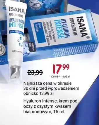 Rossmann Krem pod oczy isana hyaluron intense oferta
