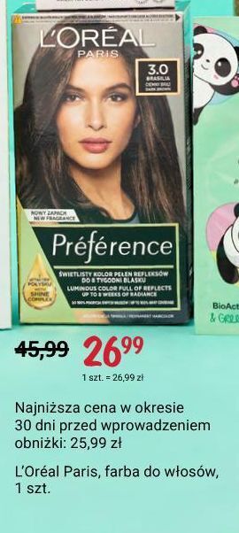 Rossmann Farba do włosów ciemny brąz 3.0 l'oreal preference oferta