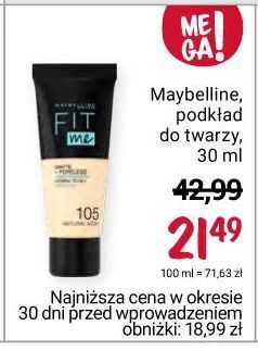 Rossmann Podkład matte poreless 105 natural ivory maybelline fit me! oferta