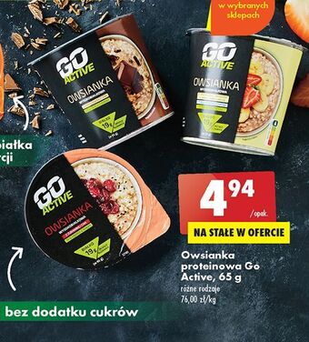 Biedronka Owsianka proteinowa waniliowa z truskawką i bananem go active oferta