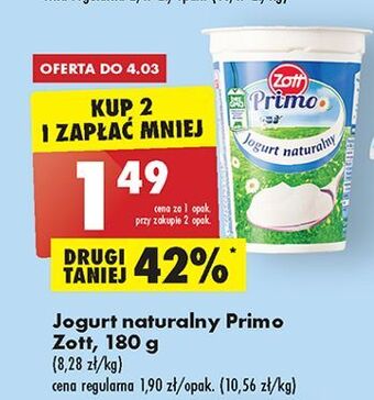 Biedronka Jogurt naturalny zott primo oferta