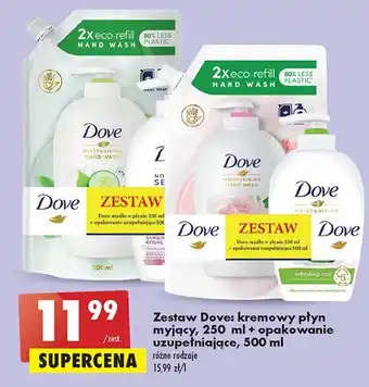Biedronka Zestaw mydło w płynie renewing care 500 ml + refreshing 250 dove oferta
