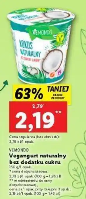 Lidl Vemondo Vegangurt naturalny bez dodatku cukru 150g oferta