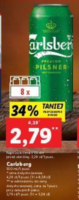 Lidl Carlsberg Piwo 500ml oferta