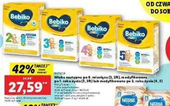 Lidl Bebiko Mleko następne po 6 miesiącu życia, modyfikowane po 1 roku życia lub modyfikowane po 2 roku życia 600g oferta