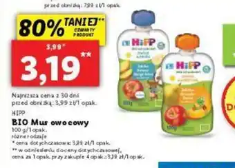 Lidl Hipp BIO Mus owocowy 100g oferta