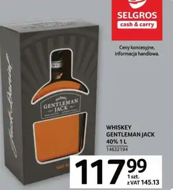 Selgros Gentelman Jack Whiskey 40% 1l oferta