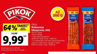 Lidl Kabanosy drobiowo-wieprzowe xxl pikok 500g oferta