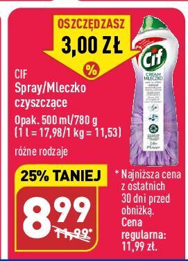 ALDI Mleczko do czyszczenia z mikrokryształkami lila flowers cif cream oferta