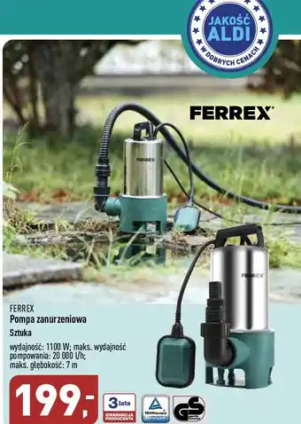 ALDI Pompa ogrodowa ferrex oferta