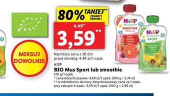 Lidl Mus gruszki-banany-winogrona z owsem hipp bio sport oferta