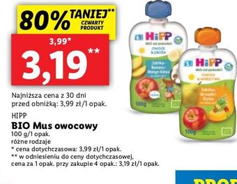 Lidl Mus jabłka-gruszki-dynia hipp hippis oferta