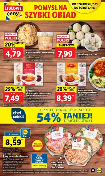 Lidl Pizza z szynką chef select oferta