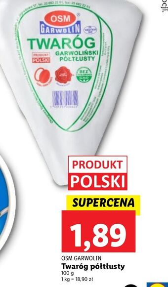 Lidl Twaróg półtłusty osm garwolin oferta