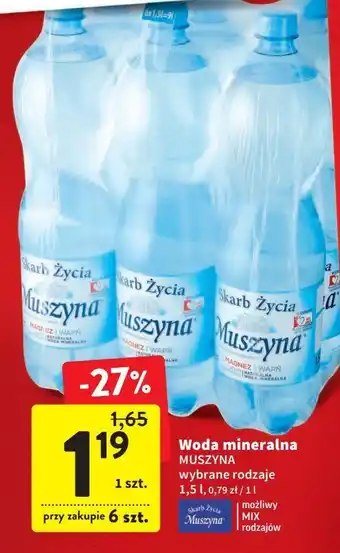Intermarche Woda lekko gazowana muszyna skarb życia oferta