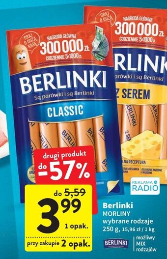 Intermarche Parówki z serem morliny berlinki oferta