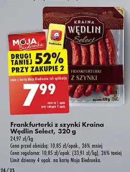 Biedronka Frankfurterki z szynki 1 SZT 320 G oferta