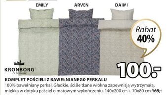 JYSK Kronborg Komplet pościeli z bawełnianego perkalu 140x200cm + 70x80cm oferta