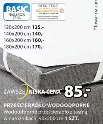 JYSK Prześcieradło wodoodporne 90x200cm oferta