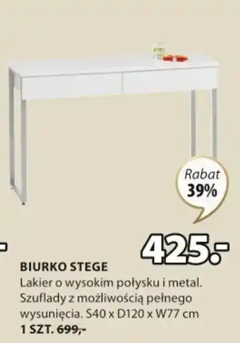 JYSK Biurko stege 40x120x77cm oferta