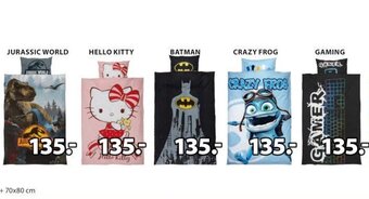 JYSK Komplet pościeli Jurassic World/Hello Kitty/Batman/Crazy Frog/Gaming 140x200cm + 70x80cm oferta