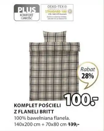 JYSK Komplet pościeli z flaneli britt 140x200cm + 70x80cm oferta