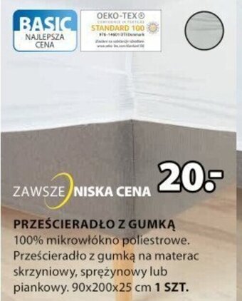JYSK Prześcieradło z gumką 90x200x25cm oferta