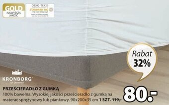 JYSK Kronborg prześcieradło z gumką 90x200x35cm oferta