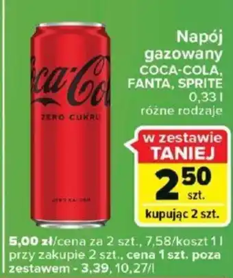 Carrefour Coca-Cola, Fanta, Sprite Napój gazowany 0,33l oferta