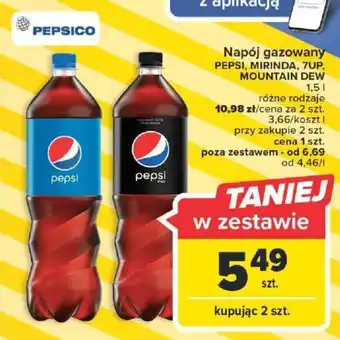 Carrefour Pepsico Napój gazowany Pepsi, Mirinda, 7Up, Mountain Dew 1,5l oferta