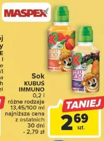 Carrefour Maspex Sok kubuś Immuno 0,2l oferta