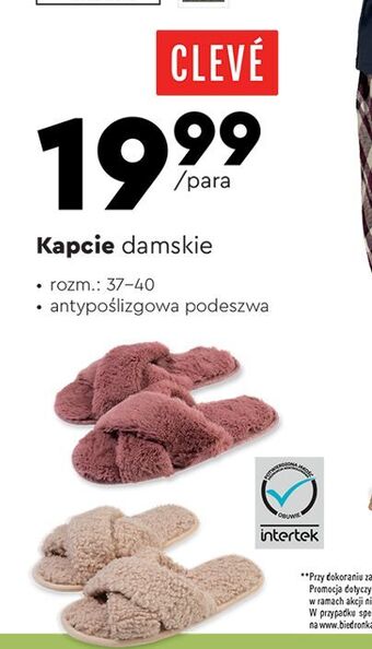 Biedronka Kapcie damskie 37-40 cleve oferta