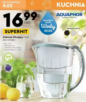 Biedronka Dzbanek filtrujący fresh 2.8 l czarny aquaphor oferta