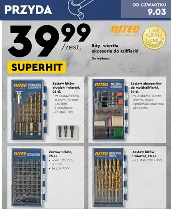 Biedronka Zestaw bitów i wierteł niteo oferta