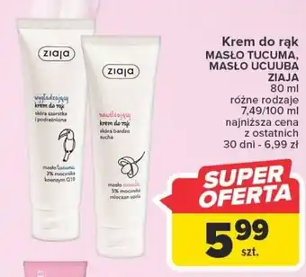 Carrefour Ziaja Krem do rąk Masłu Tucuma, Masło ucuuba 80ml oferta